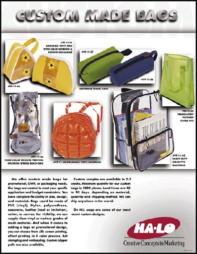 Ha-Lo Custom Made Bags Promo Sheet (Front)